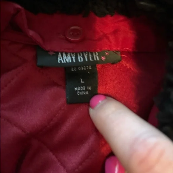 Amy Byer Red Quilted Vest with Faux Fur Collar Girls Large Y2K - Picture 3 of 3